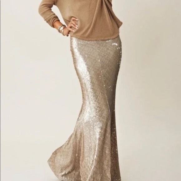 Gold sparkling Maxi skirt XS - Picture 5 of 6